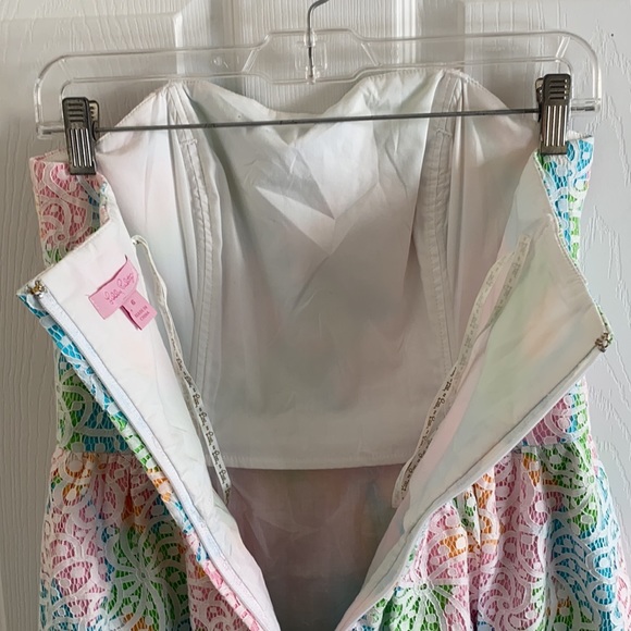 Lilly Pulitzer Strapless Dress in Pink, Blue, Green, and Yellow - Picture 10 of 12